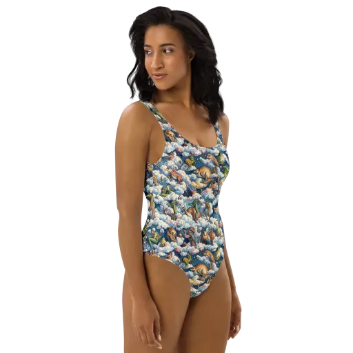 Cloud Menagerie on a One-Piece Swimsuit