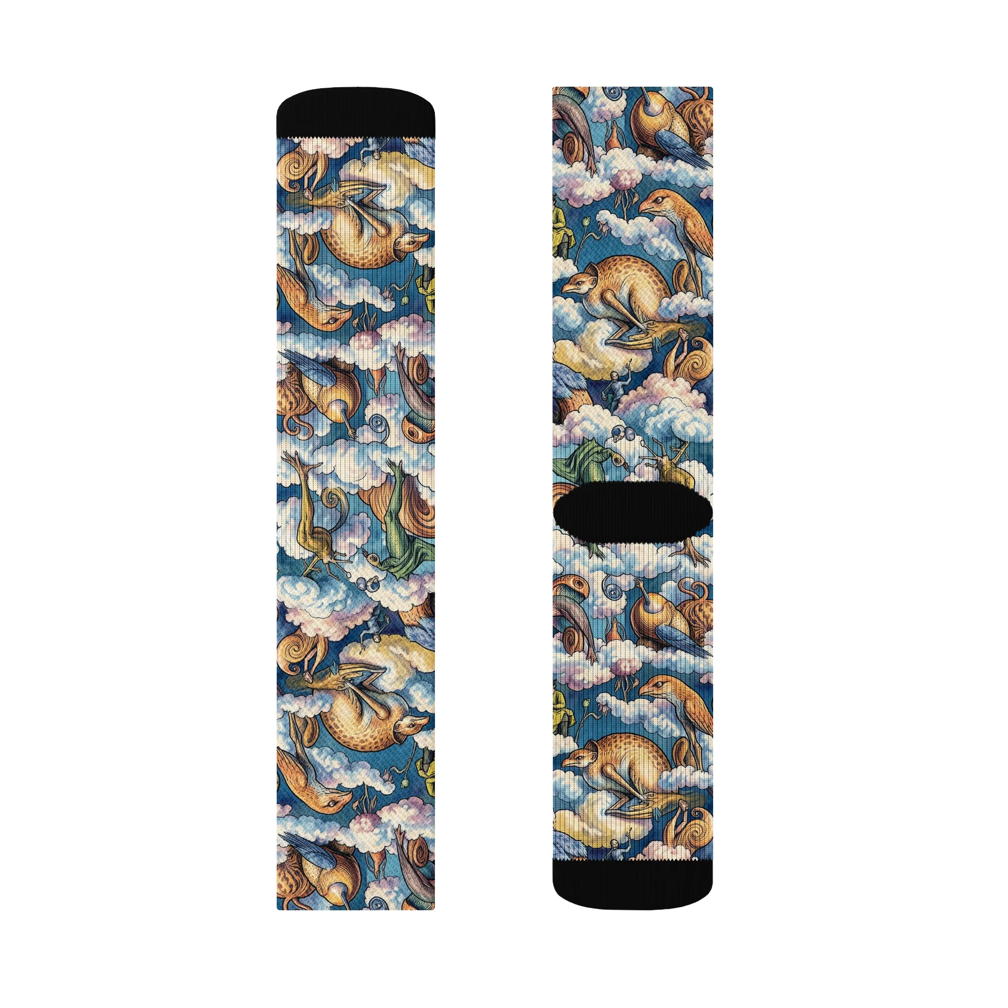 Cloud Menagerie on Socks — Left Sock