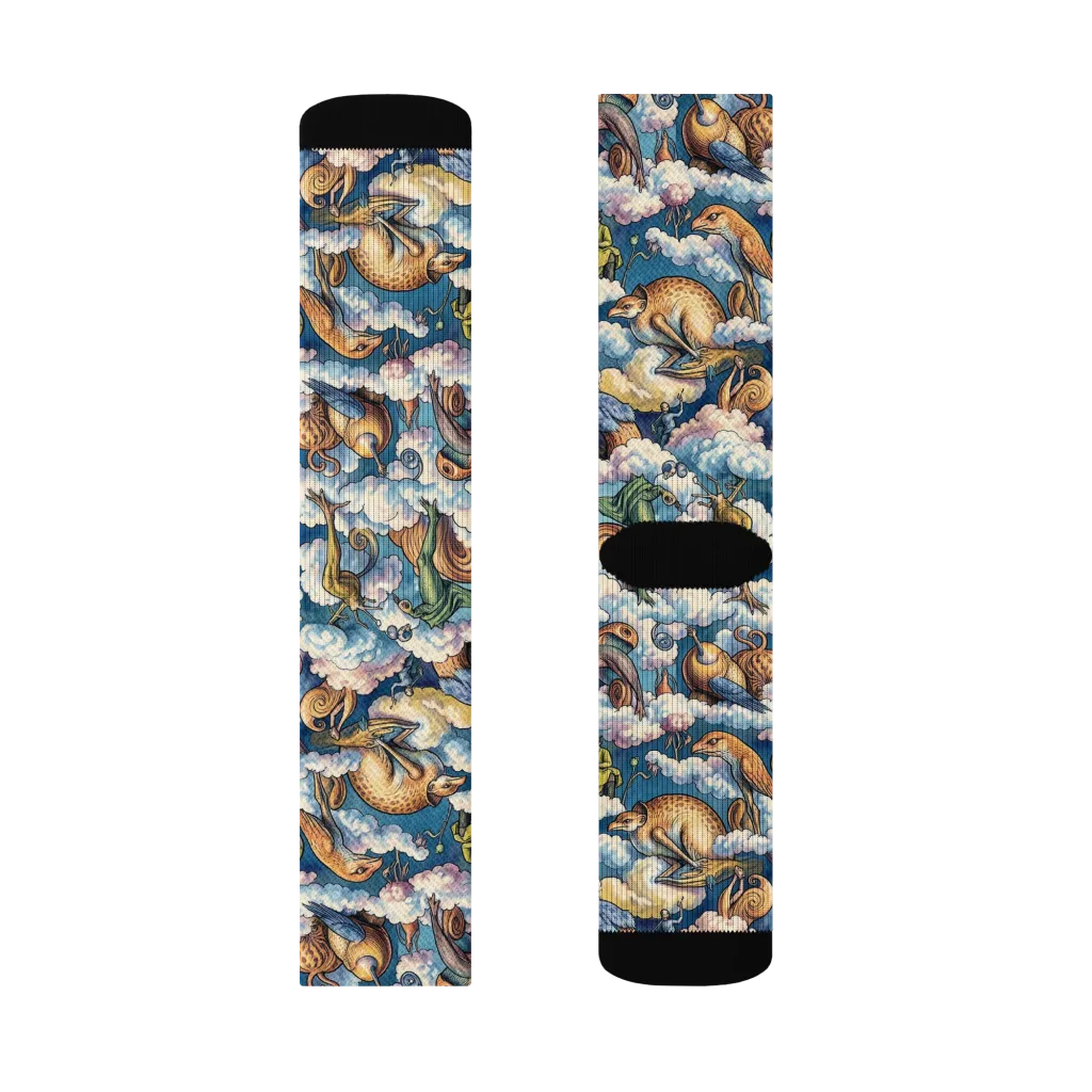 Cloud Menagerie on Socks — Right Sock