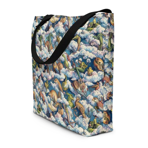 Cloud Menagerie on a Large Tote Bag W/ Pocket