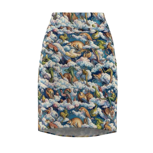 Cloud Menagerie on a Pencil Skirt