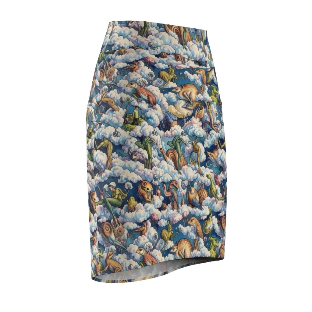 Cloud Menagerie on Pencil Skirt — Front Side