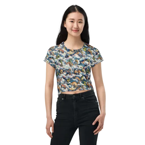 Cloud Menagerie on a Crop Tee