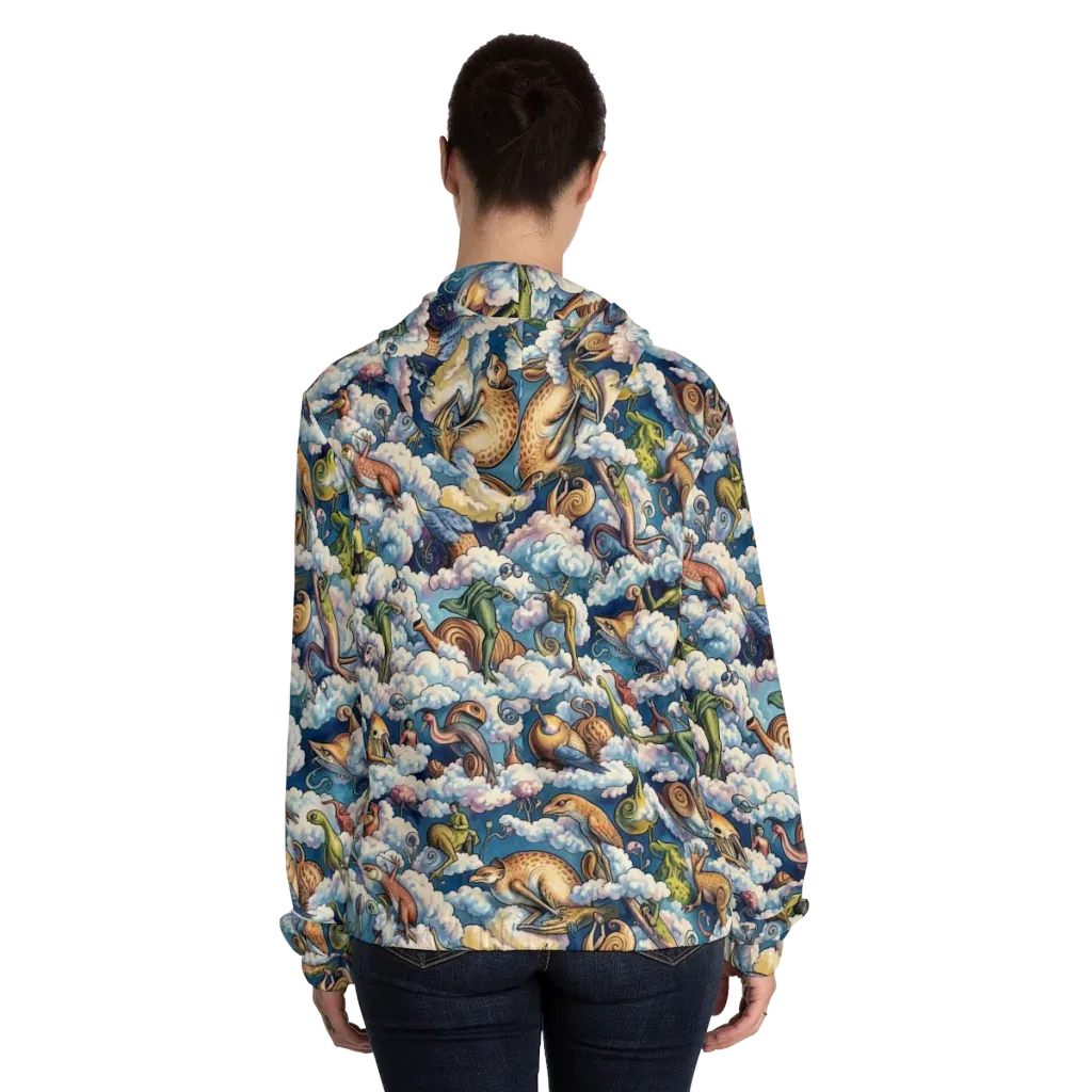 Cloud Menagerie on Women's Full-Zip Hoodie — Back On Person