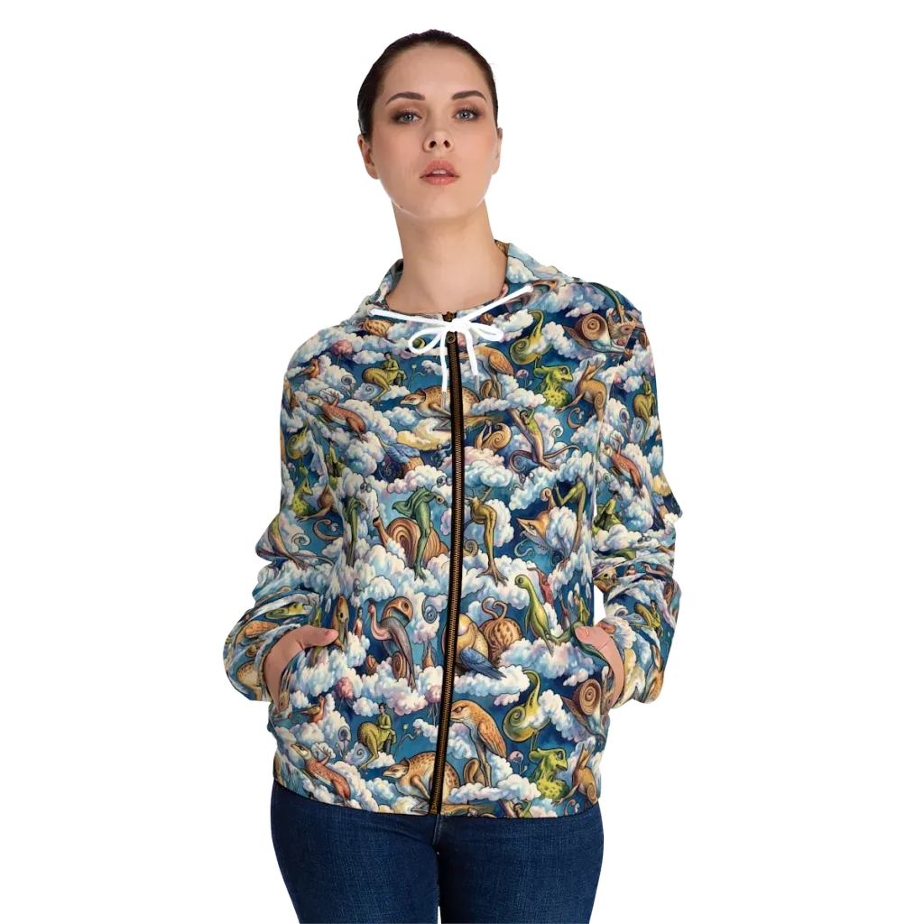 Cloud Menagerie on Women's Full-Zip Hoodie — Front On Person