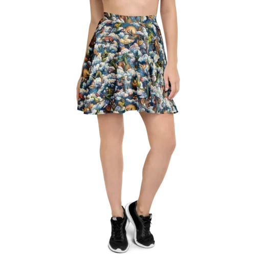 Cloud Menagerie on a Skater Skirt