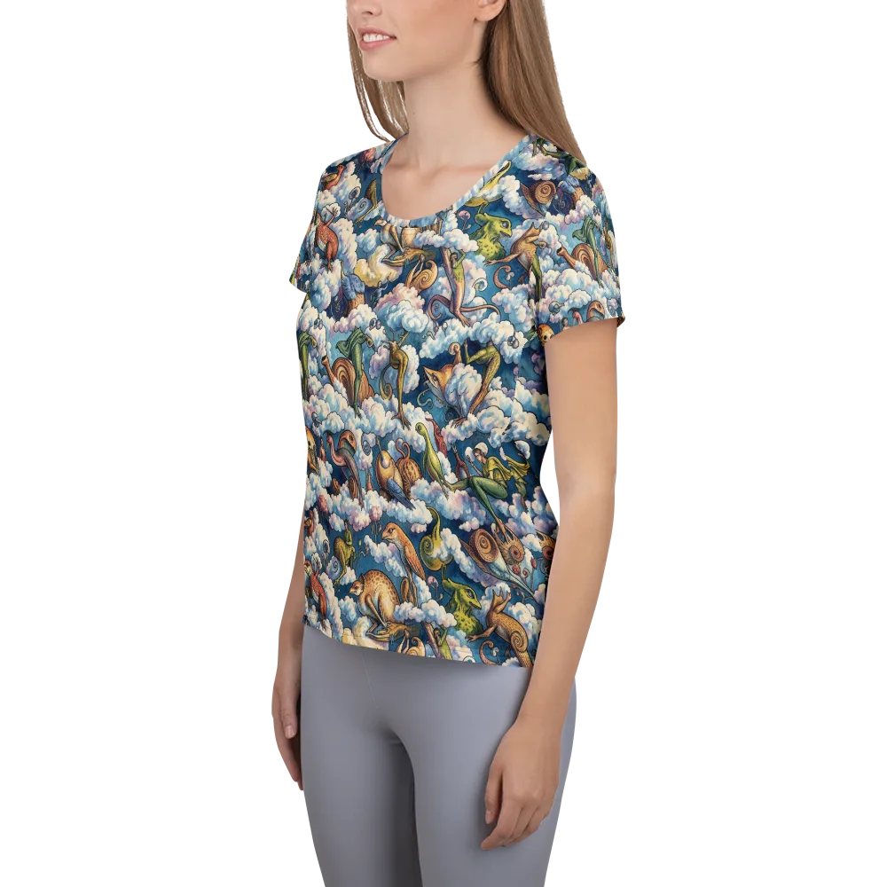Cloud Menagerie on Women's Athletic T-Shirt — Left