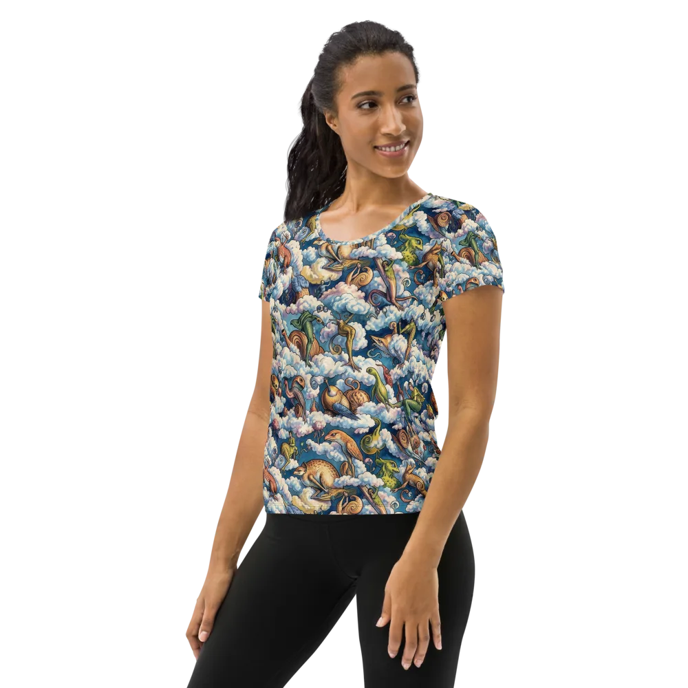 Cloud Menagerie on Women's Athletic T-Shirt — Left