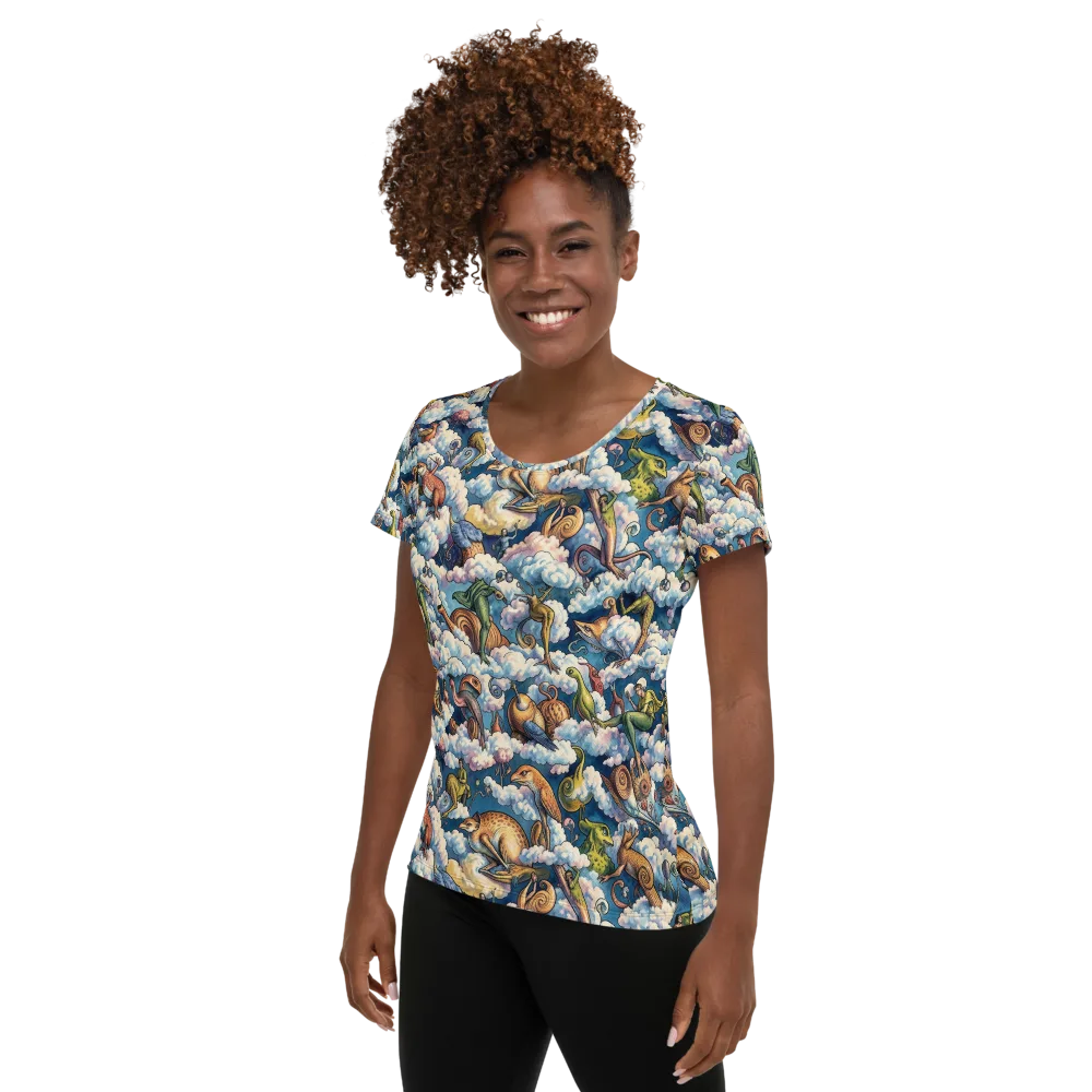 Cloud Menagerie on Women's Athletic T-Shirt — Left