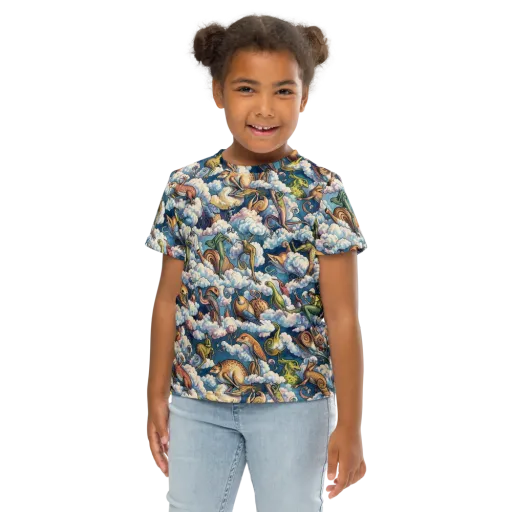 Cloud Menagerie on a Kids Crew Neck T-Shirt