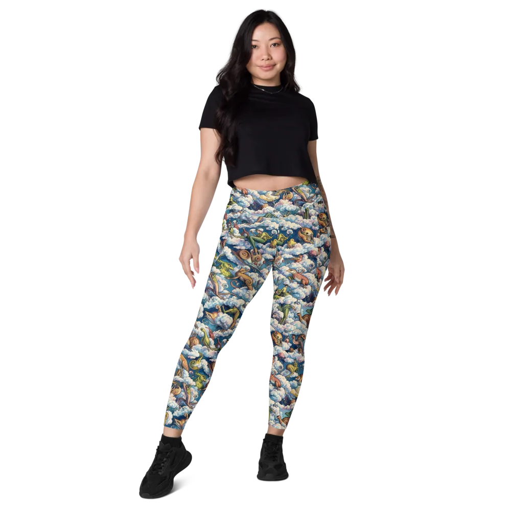 Cloud Menagerie on Leggings with Pockets — Front