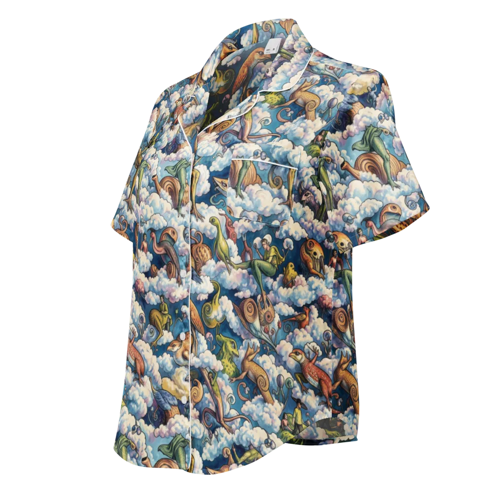 Cloud Menagerie on Women's Short Sleeve Pajama Top — Left Front