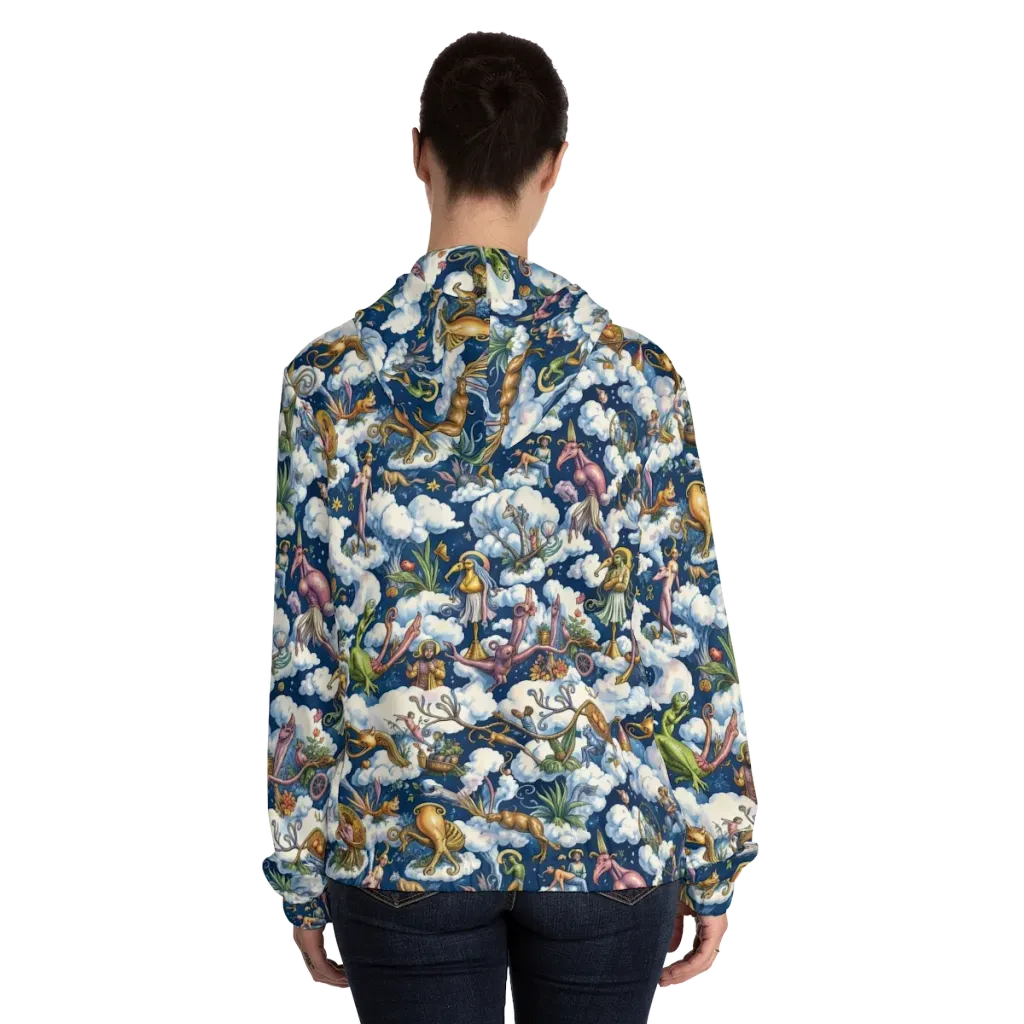 Cloud Carnival on Women's Full-Zip Hoodie — Back On Person