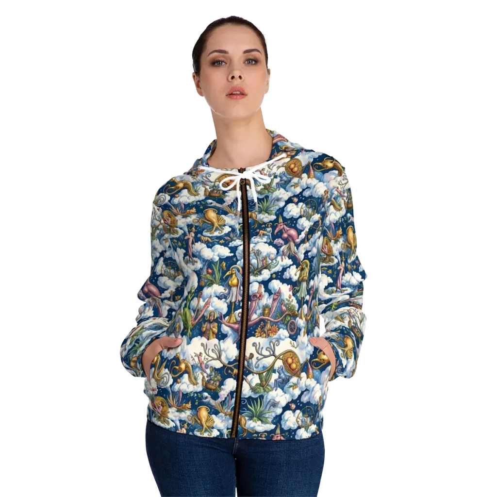 Cloud Carnival on Women's Full-Zip Hoodie — Front On Person