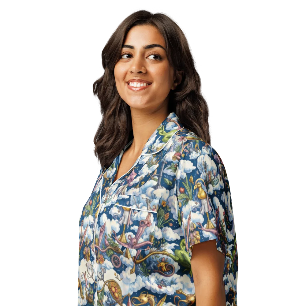 Cloud Carnival on Women's Short Sleeve Pajama Top — Left Front