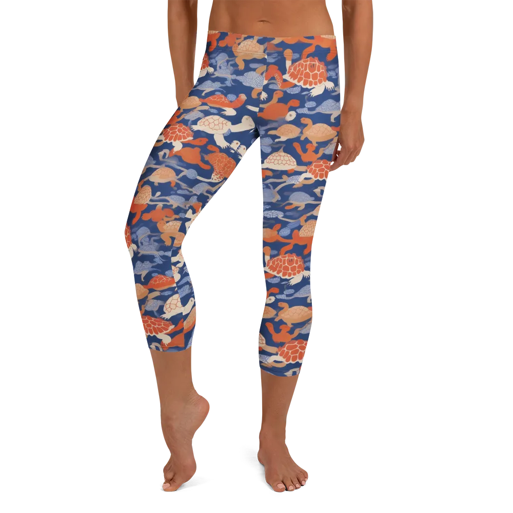 Terrapin Current on Capri Leggings — Front