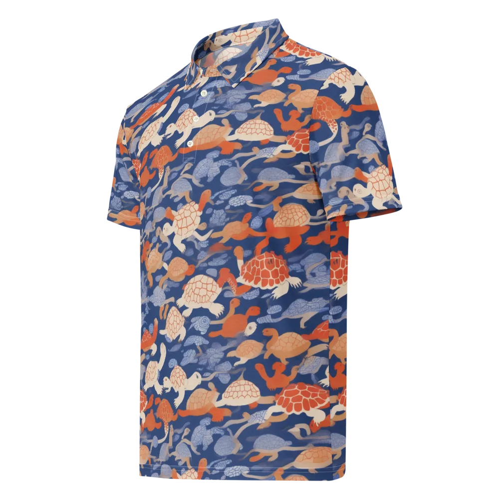 Terrapin Current on Men's Slim Fit Polo Shirt — Left Front