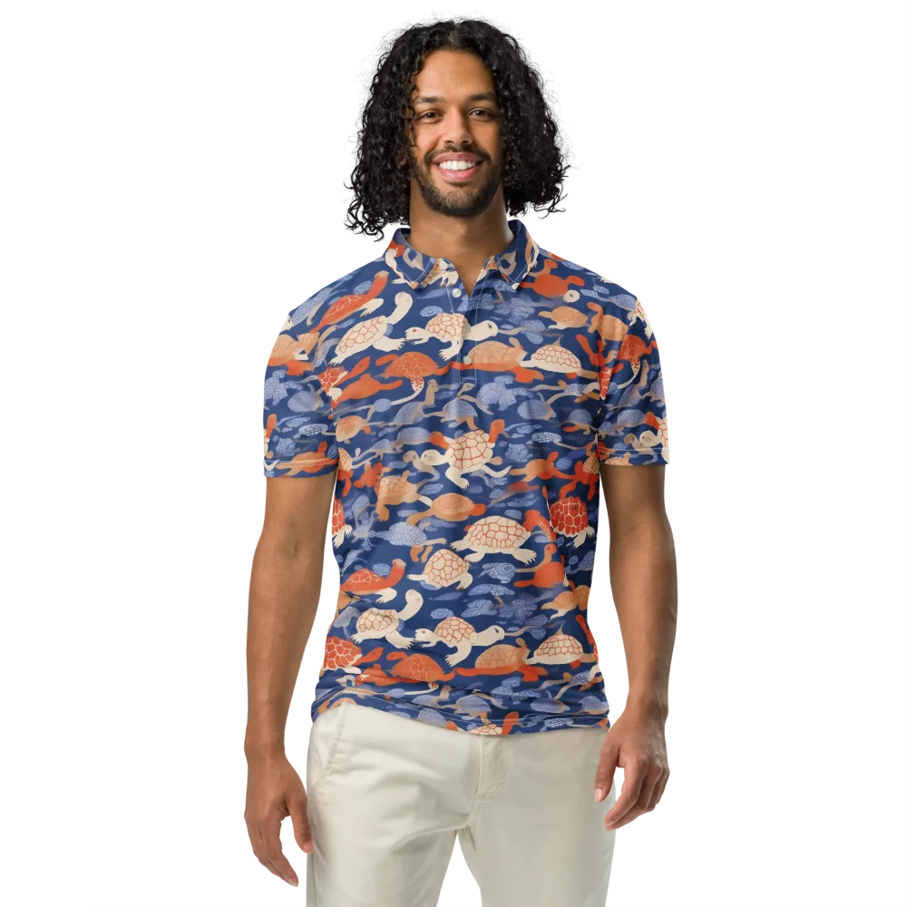 Terrapin Current on Men's Slim Fit Polo Shirt — Front