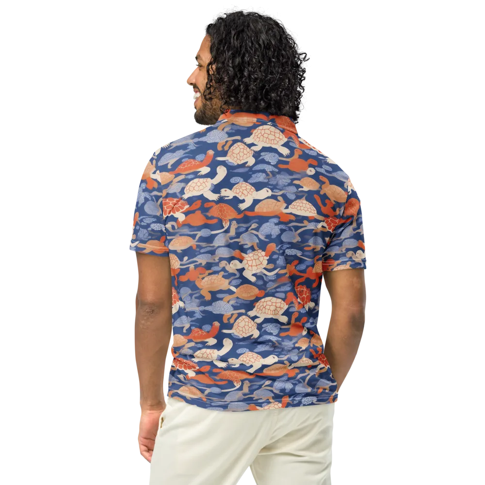Terrapin Current on Men's Slim Fit Polo Shirt — Back