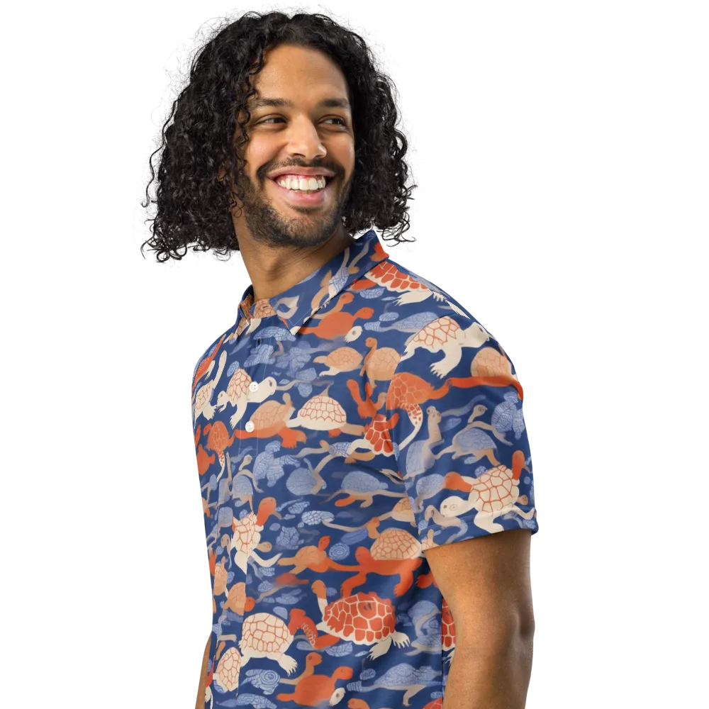 Terrapin Current on Men's Slim Fit Polo Shirt — Left Front