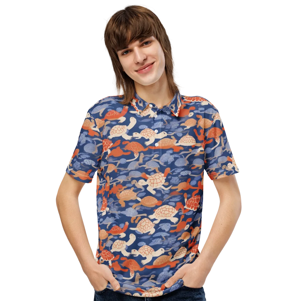 Terrapin Current on Men's Slim Fit Polo Shirt — Front