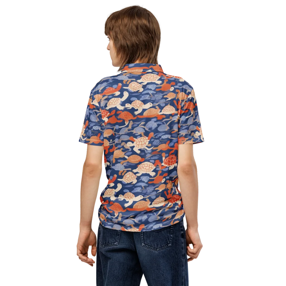 Terrapin Current on Men's Slim Fit Polo Shirt — Back