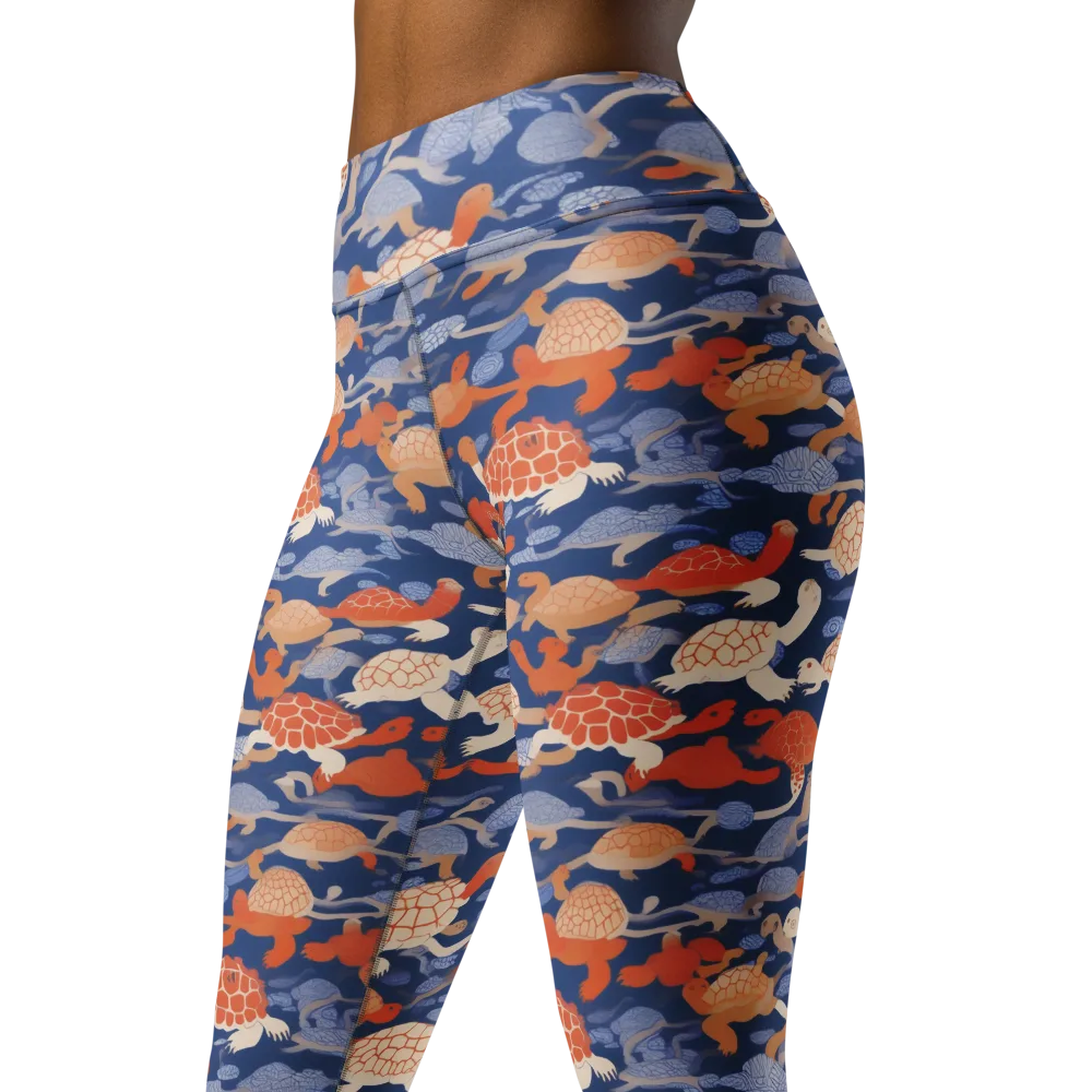 Terrapin Current on Yoga Leggings — Left Front