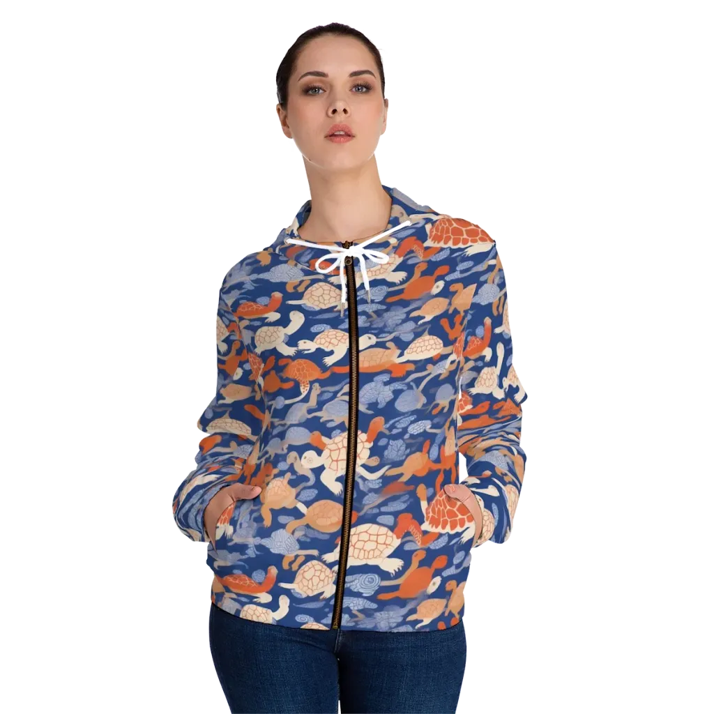 Terrapin Current on Women's Full-Zip Hoodie — Front On Person
