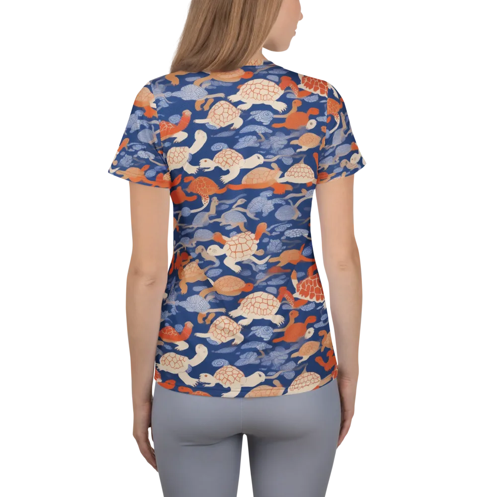 Terrapin Current on Women's Athletic T-Shirt — Back