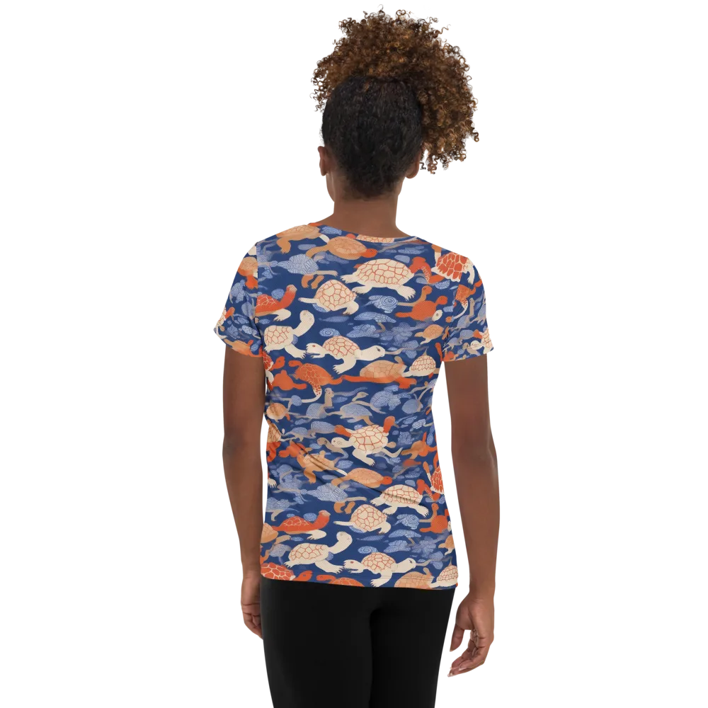 Terrapin Current on Women's Athletic T-Shirt — Back
