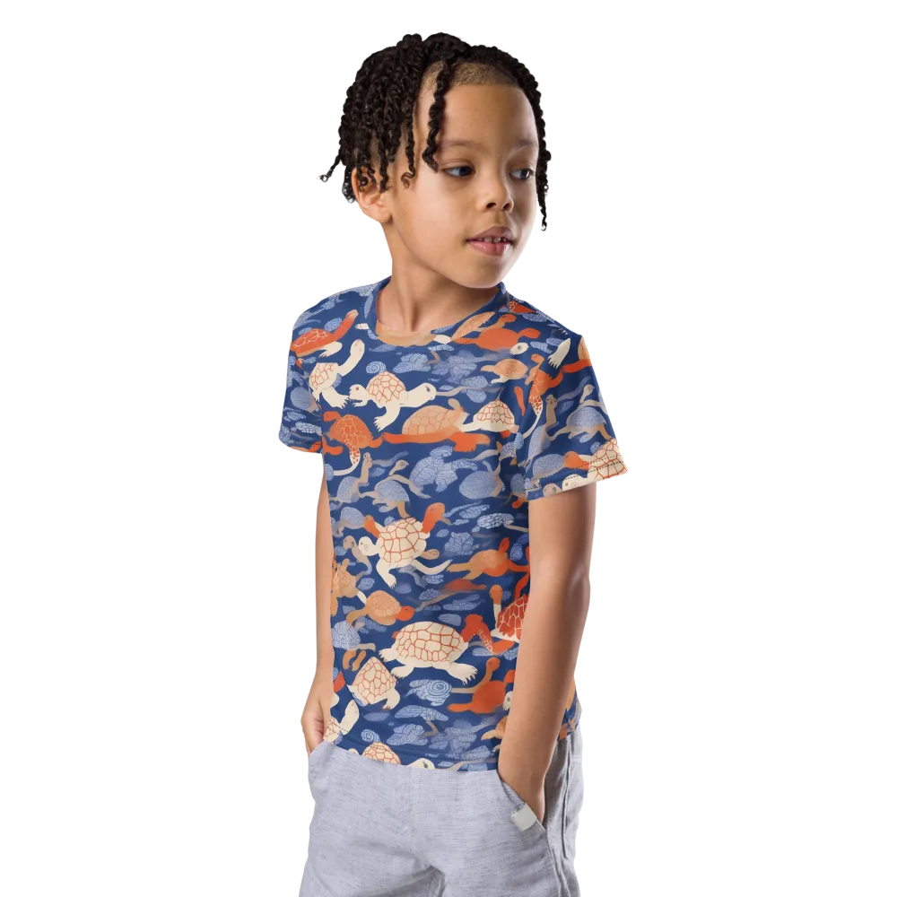 Terrapin Current on Kids Crew Neck T-Shirt — Left Front