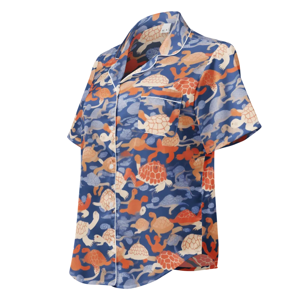 Terrapin Current on Women's Short Sleeve Pajama Top — Left Front