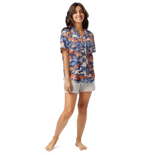 Terrapin Current on a Women's Short Sleeve Pajama Top