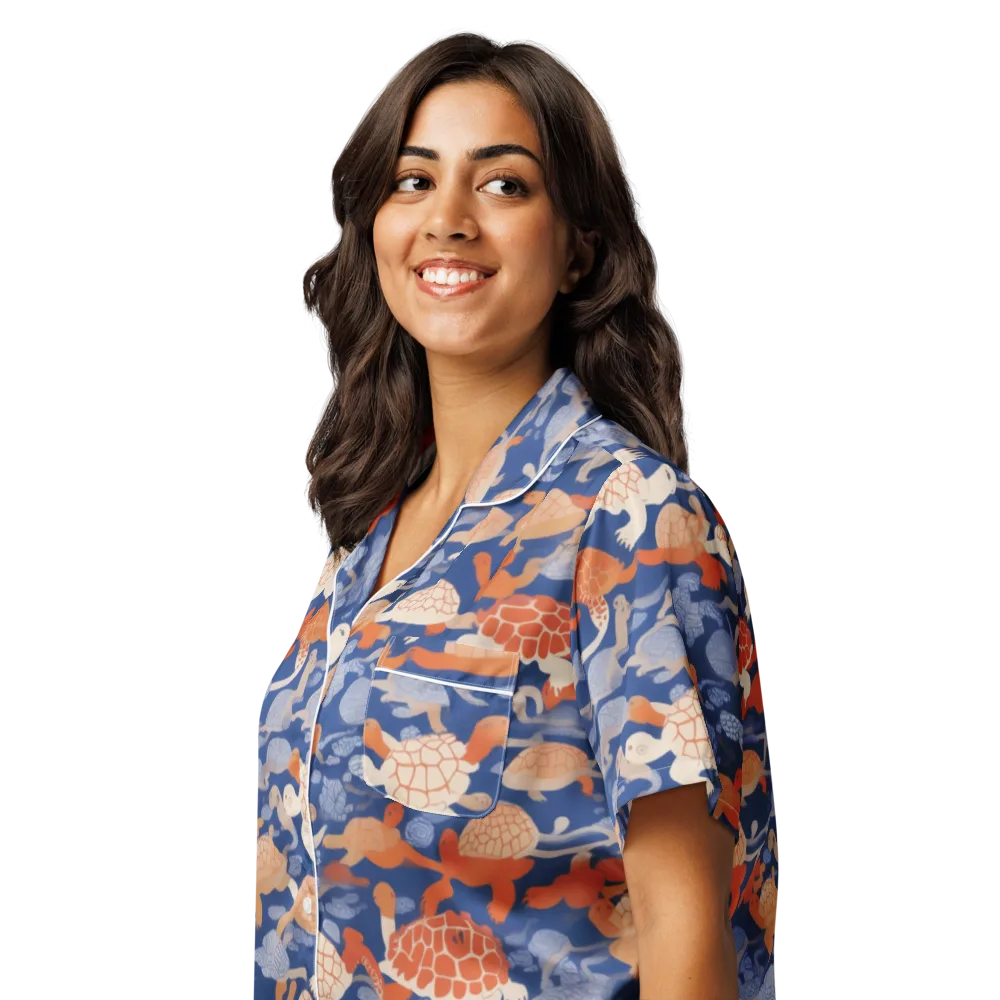 Terrapin Current on Women's Short Sleeve Pajama Top — Left Front
