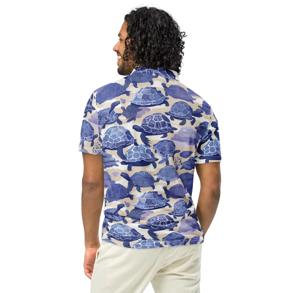Blueback Drift on Men's Slim Fit Polo Shirt — Back