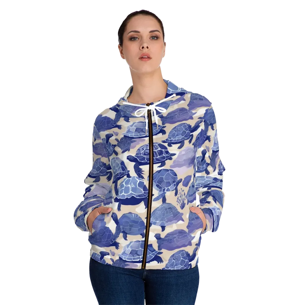Blueback Drift on Women's Full-Zip Hoodie — Front On Person