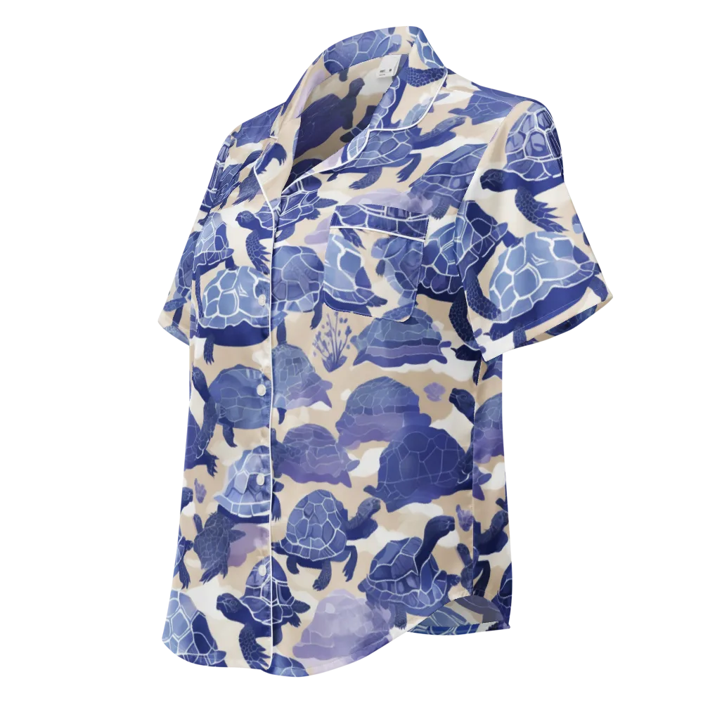 Blueback Drift on Women's Short Sleeve Pajama Top — Left Front