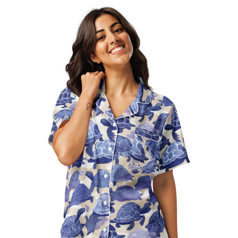 Blueback Drift on Women's Short Sleeve Pajama Top — Front