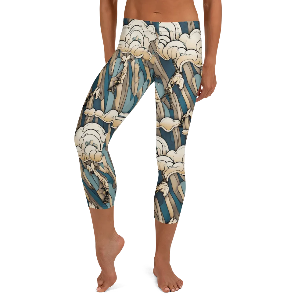 Art Nouveau Undertow on Capri Leggings — Front