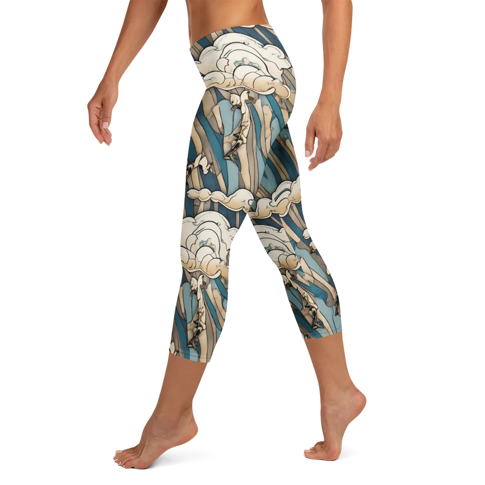 Art Nouveau Undertow on Capri Leggings — Left