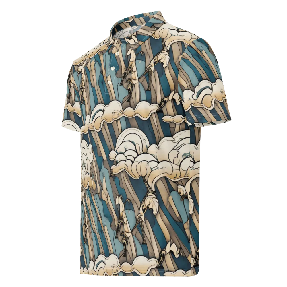 Art Nouveau Undertow on Men's Slim Fit Polo Shirt — Left Front