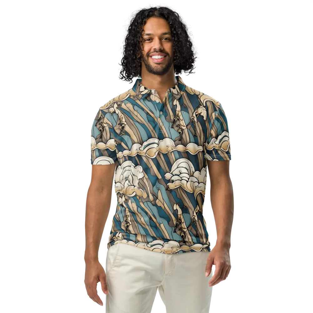 Art Nouveau Undertow on Men's Slim Fit Polo Shirt — Front