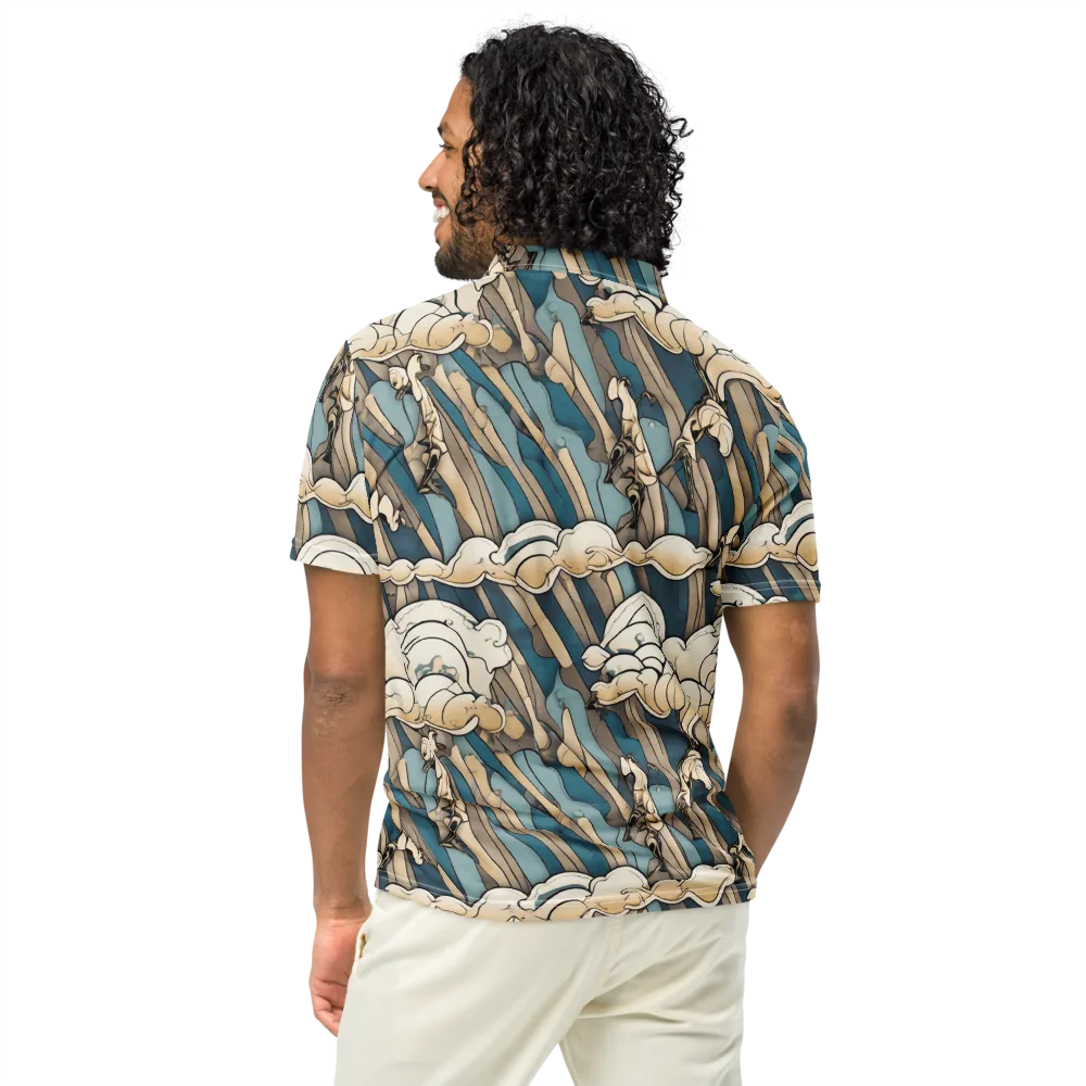 Art Nouveau Undertow on Men's Slim Fit Polo Shirt — Back