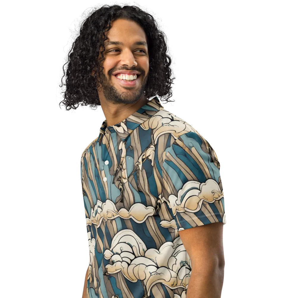 Art Nouveau Undertow on Men's Slim Fit Polo Shirt — Left Front