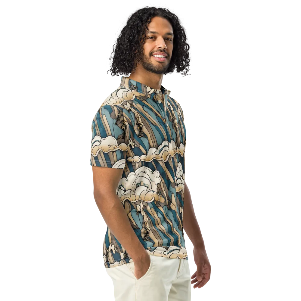 Art Nouveau Undertow on Men's Slim Fit Polo Shirt — Right Front