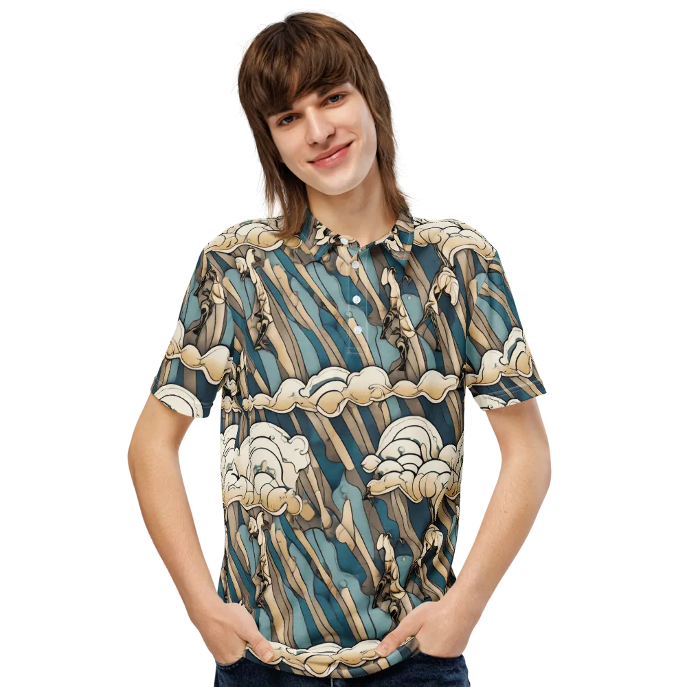 Art Nouveau Undertow on Men's Slim Fit Polo Shirt — Front