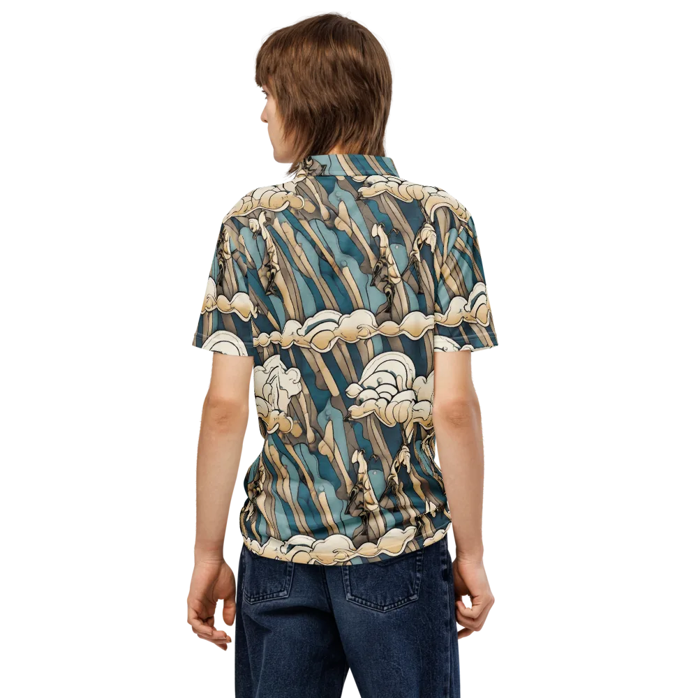 Art Nouveau Undertow on Men's Slim Fit Polo Shirt — Back