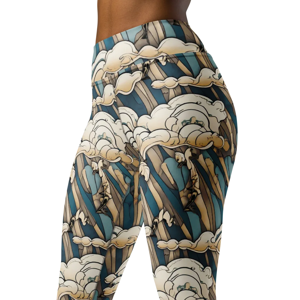 Art Nouveau Undertow on Yoga Leggings — Left Front