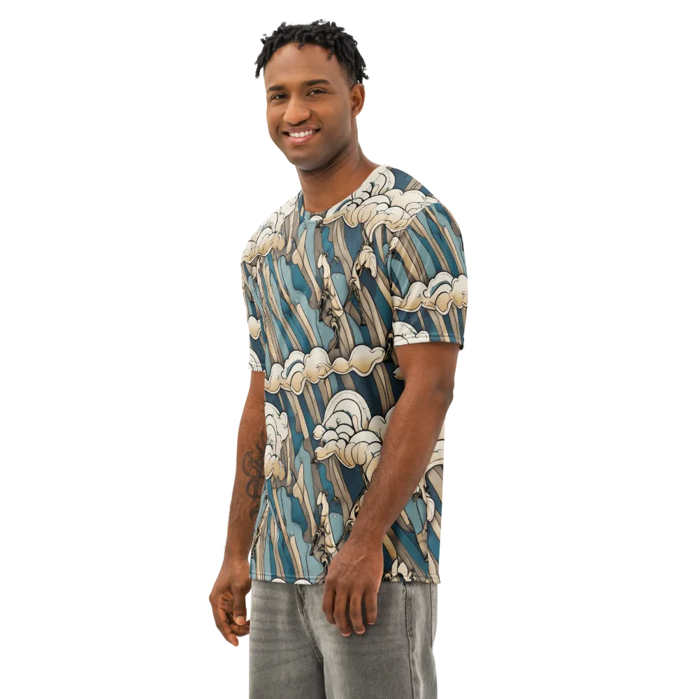 Art Nouveau Undertow on Men's Cotton Crew Neck T-Shirt — Left Front