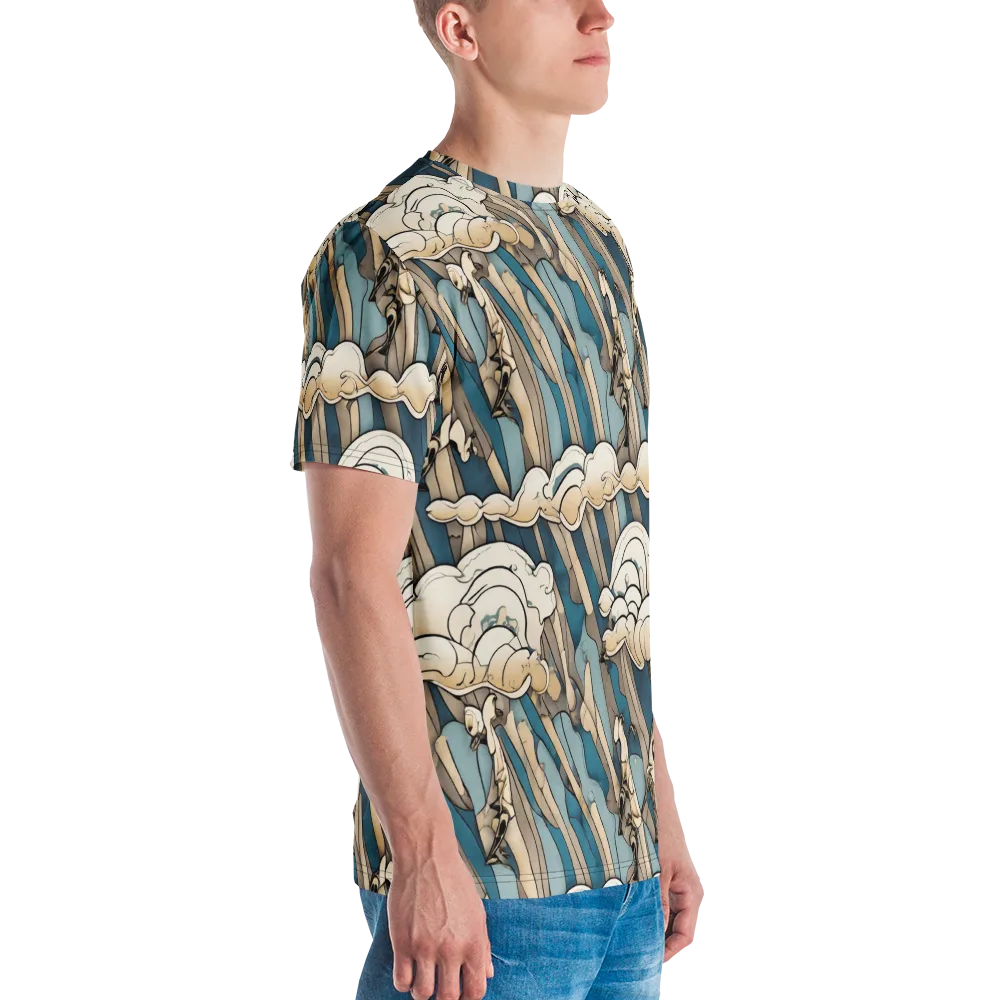 Art Nouveau Undertow on Men's Crew Neck T-Shirt — Right